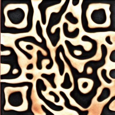 Frosted copper aurora abstract Creative QR with luminous metallic forms