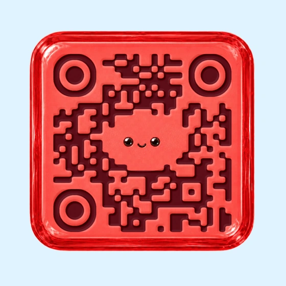 Cherry-red pressed candy Creative QR with glossy edges
