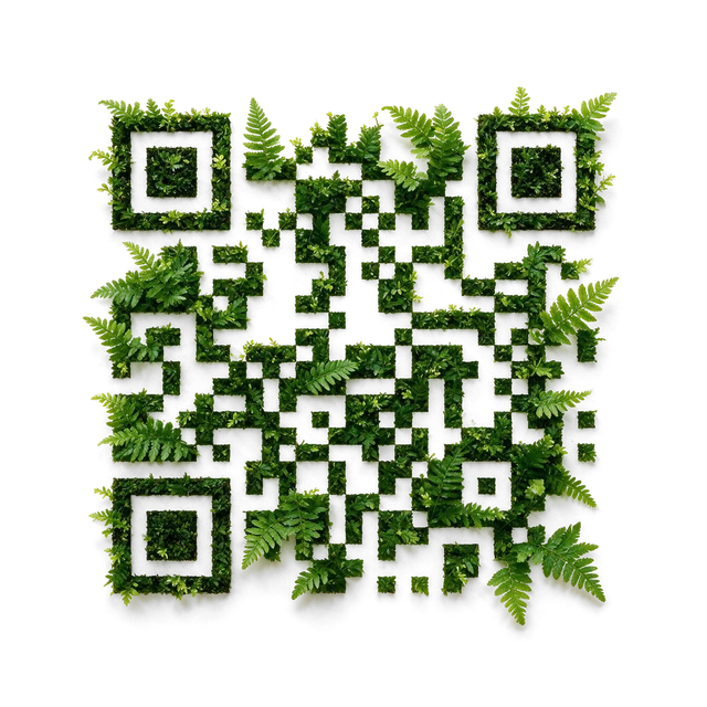 Fern botanical QR code template preview