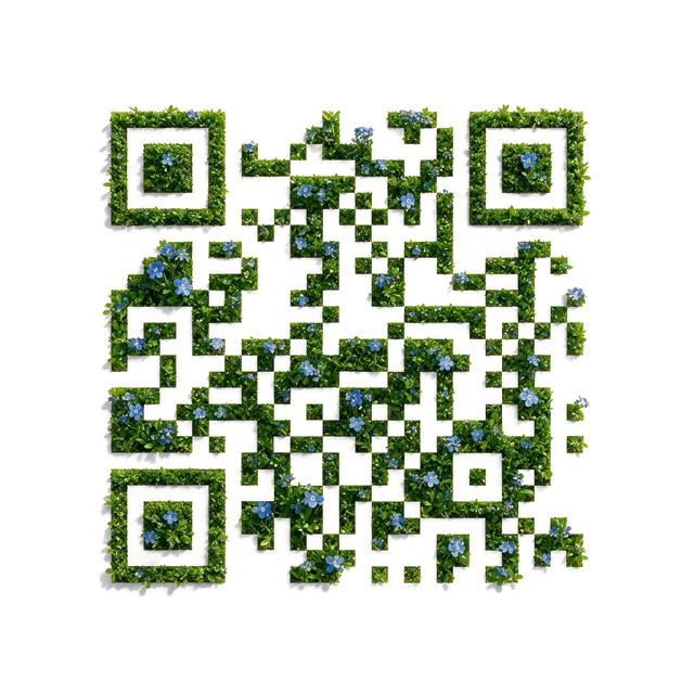 Forget-me-not botanical QR code template preview