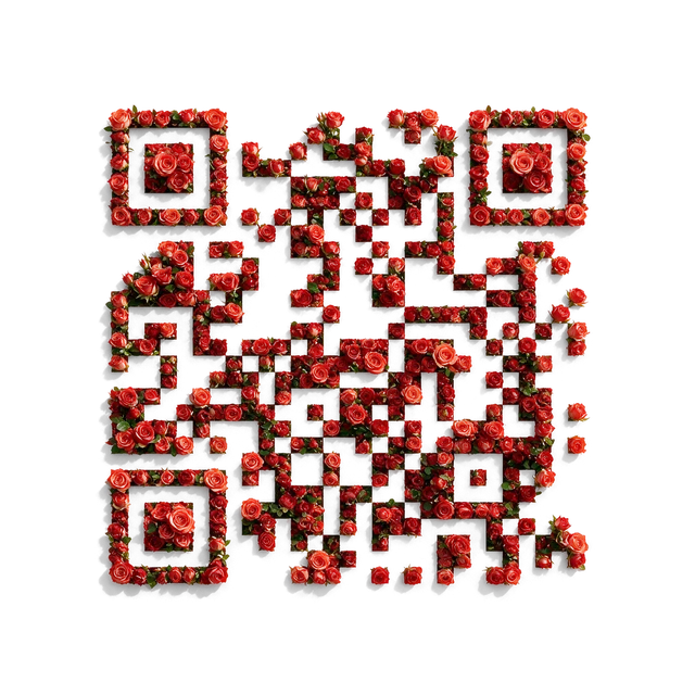 Roses botanical QR code template preview