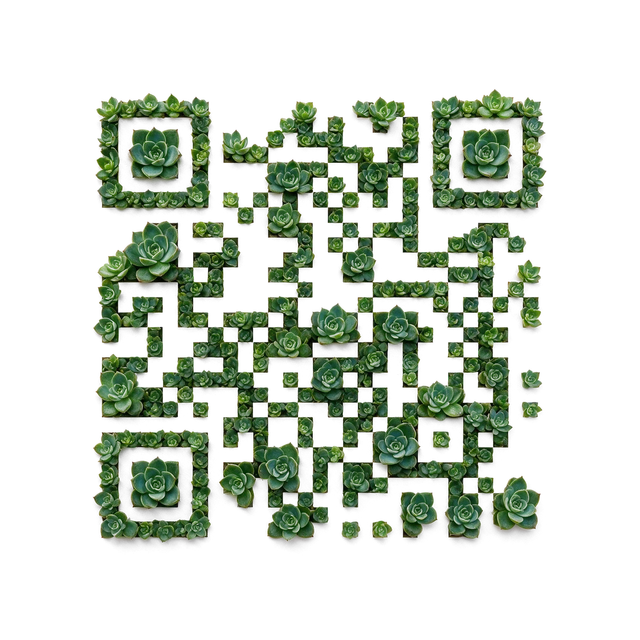 Succulents botanical QR code template preview