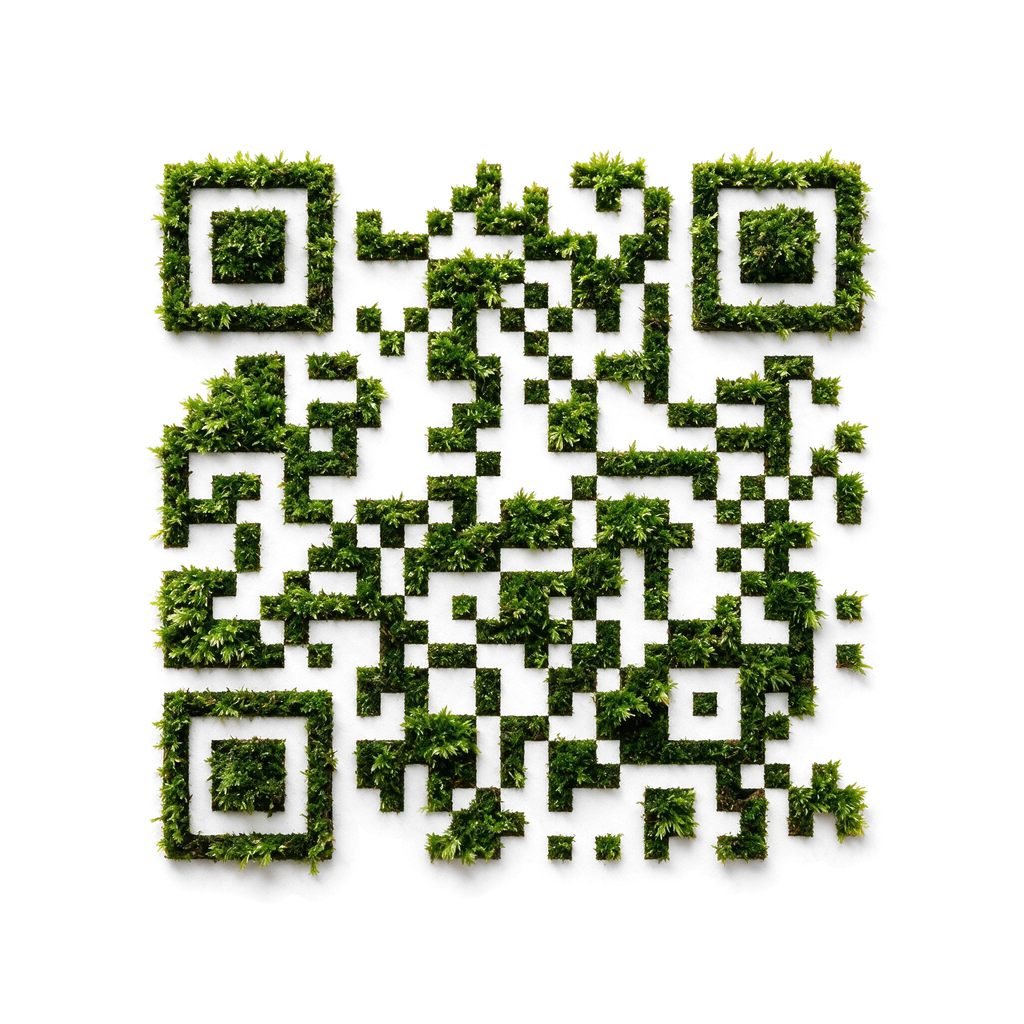 Moss-inspired Creative QR with connected green organic forms