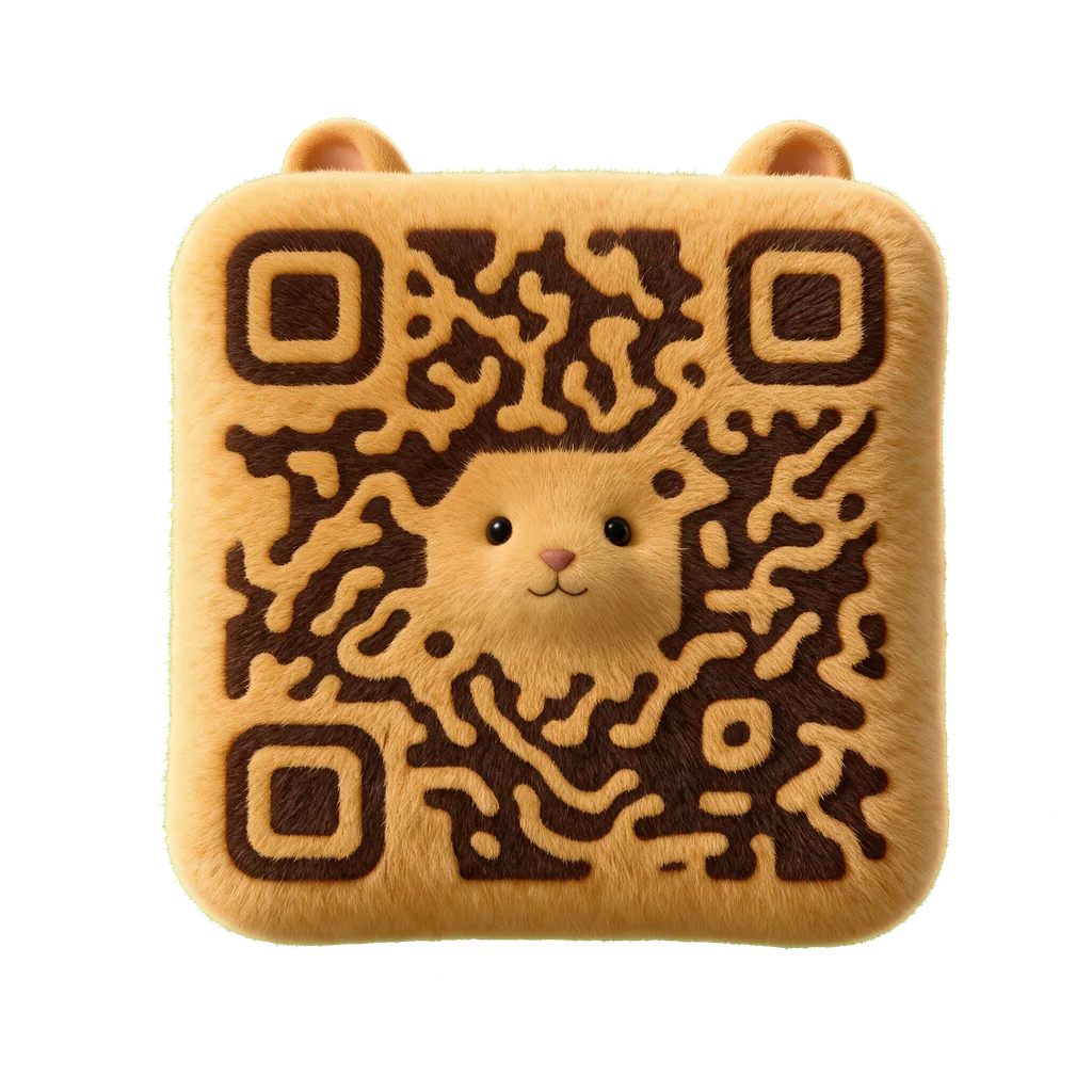 Hamster-shaped Creative QR with fur integrated into the QR structure