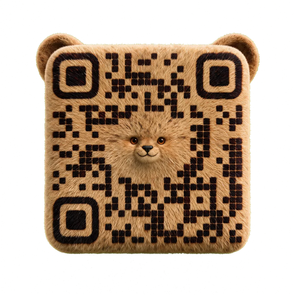 Leopard-shaped Creative QR with square modules and spotted golden fur