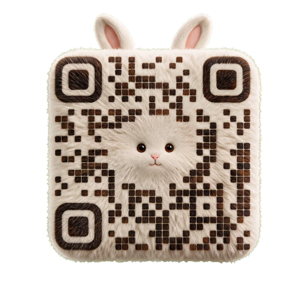 Rabbit-shaped Creative QR with square module details and upright ears