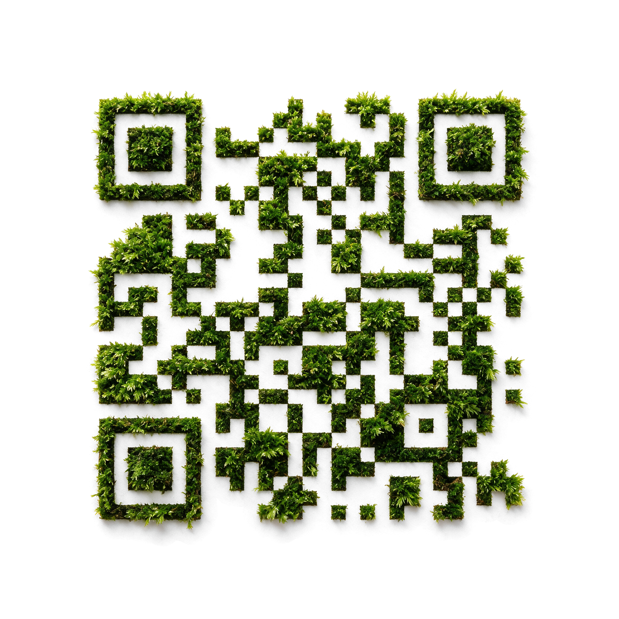 Moss-inspired Creative QR with connected green organic forms
