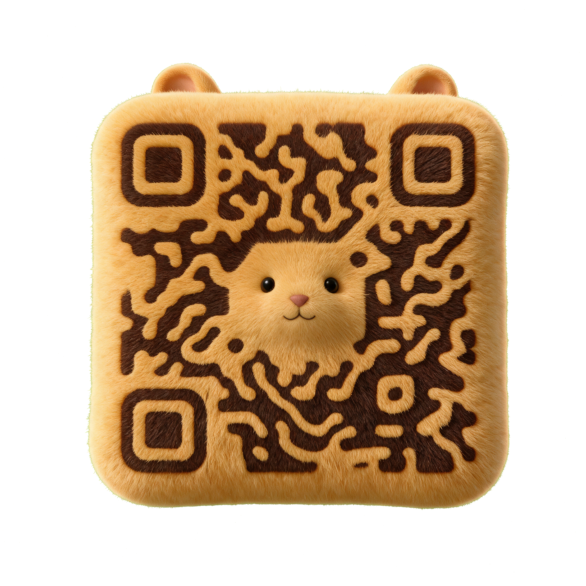 Hamster-shaped Creative QR with fur integrated into the QR structure