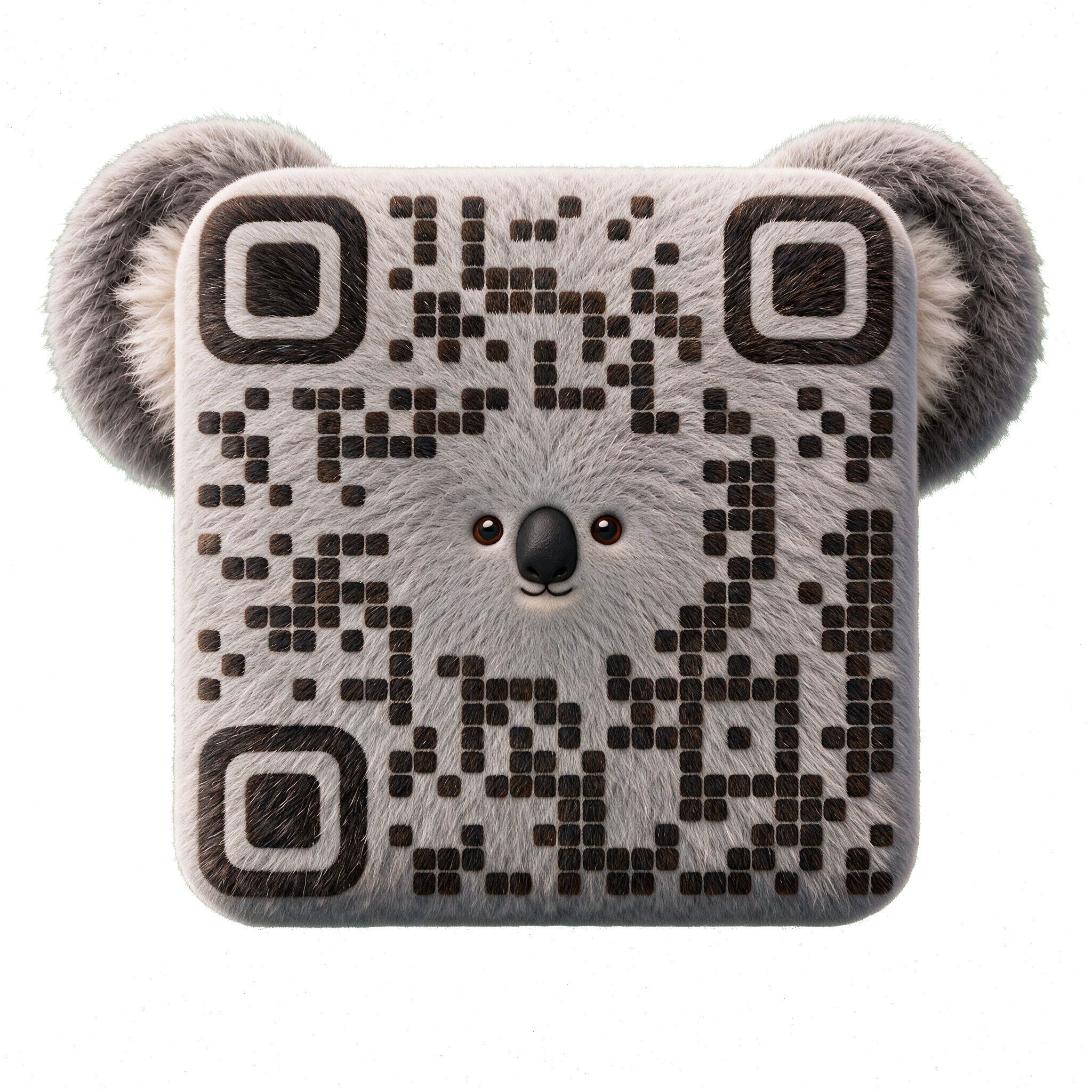 Koala-shaped Creative QR with square module details and rounded ears