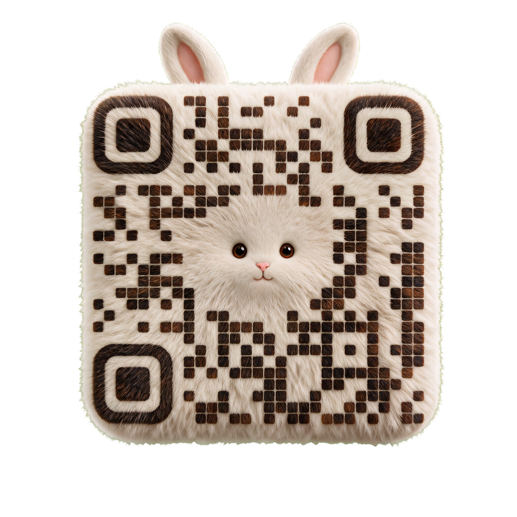 Rabbit-shaped Creative QR with square module details and upright ears